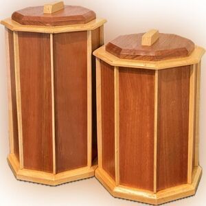 Handcrafted Wooden Canister Set Signed George Weisner Rustic Farmhouse Kitchen
